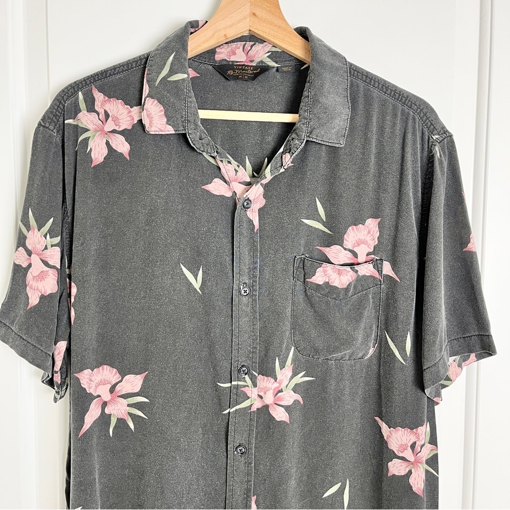 Cotton On Vintage Remastered Faded Black Pink Tropical Floral Hawaiian Shirt, M - Picture 3 of 13